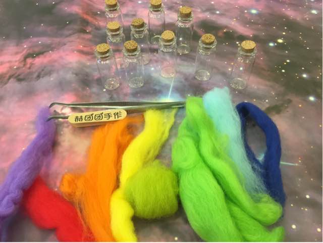 羊毛毡彩虹瓶星空瓶零基础制作美美哒春天色哦 第4步