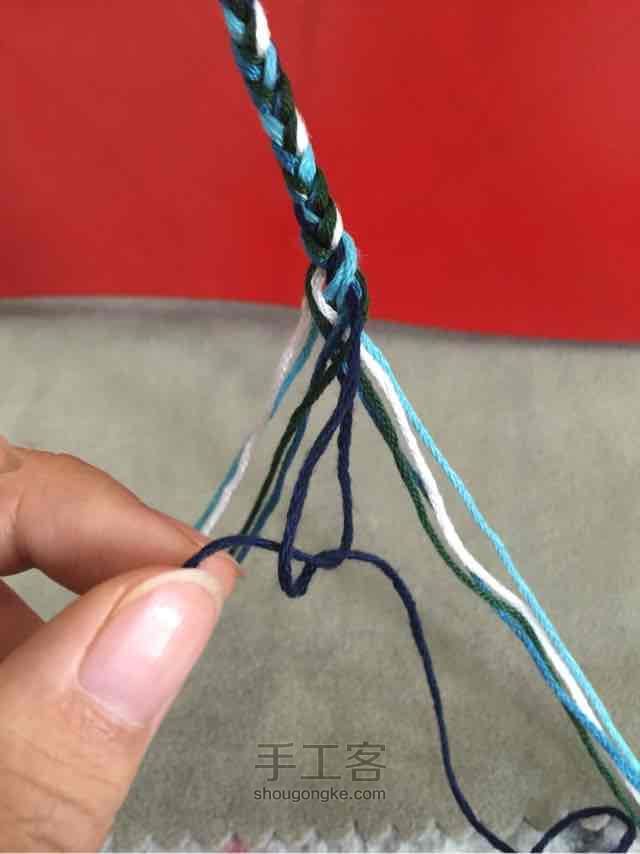 棉绳编织手链教程 第5步