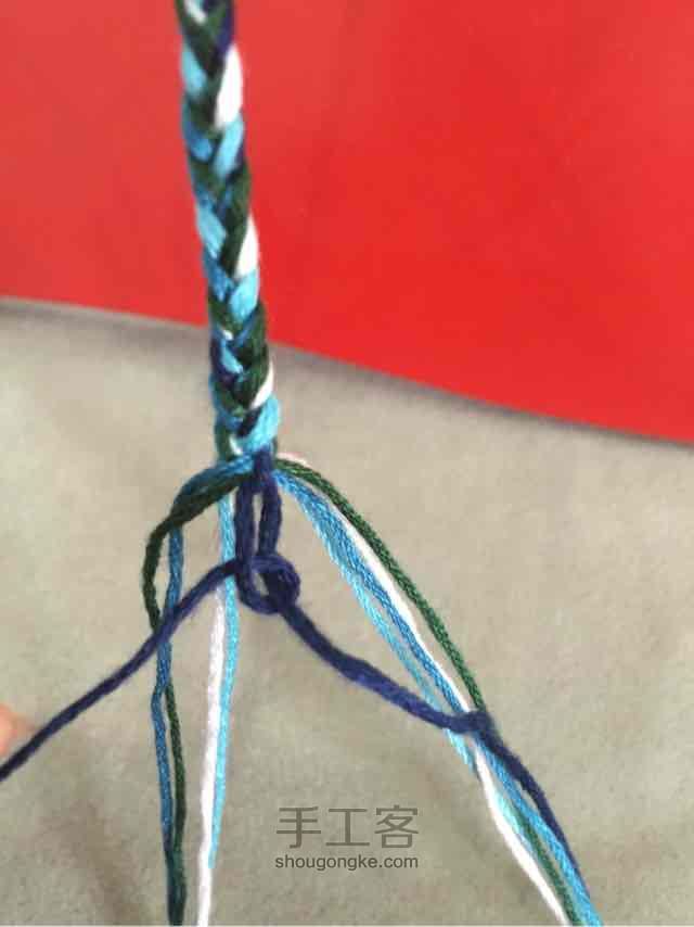 棉绳编织手链教程 第6步