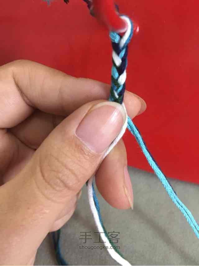 棉绳编织手链教程 第3步