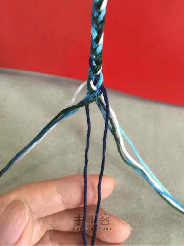 棉绳编织手链教程 第4步