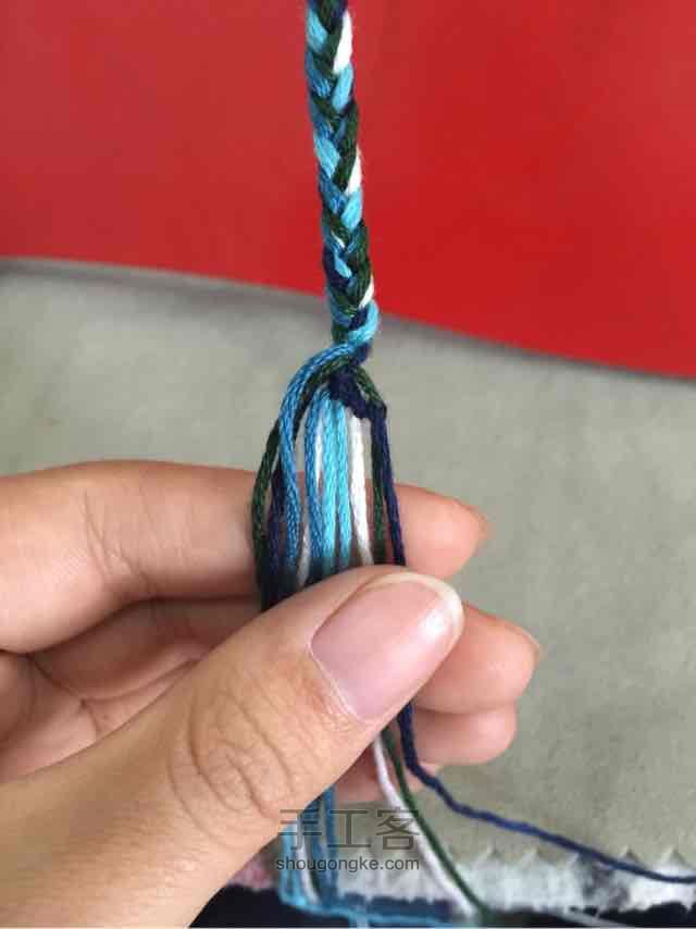 棉绳编织手链教程 第9步