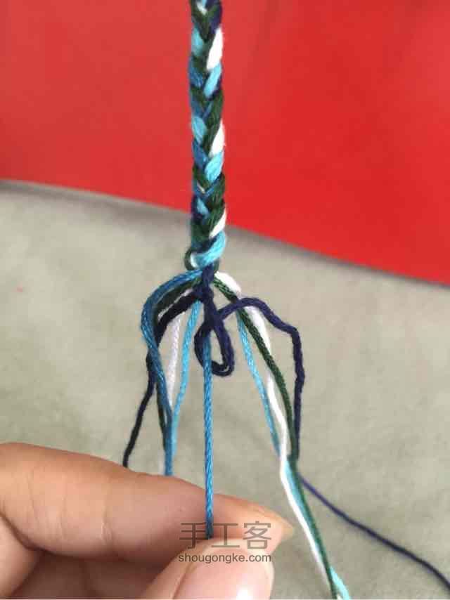 棉绳编织手链教程 第8步