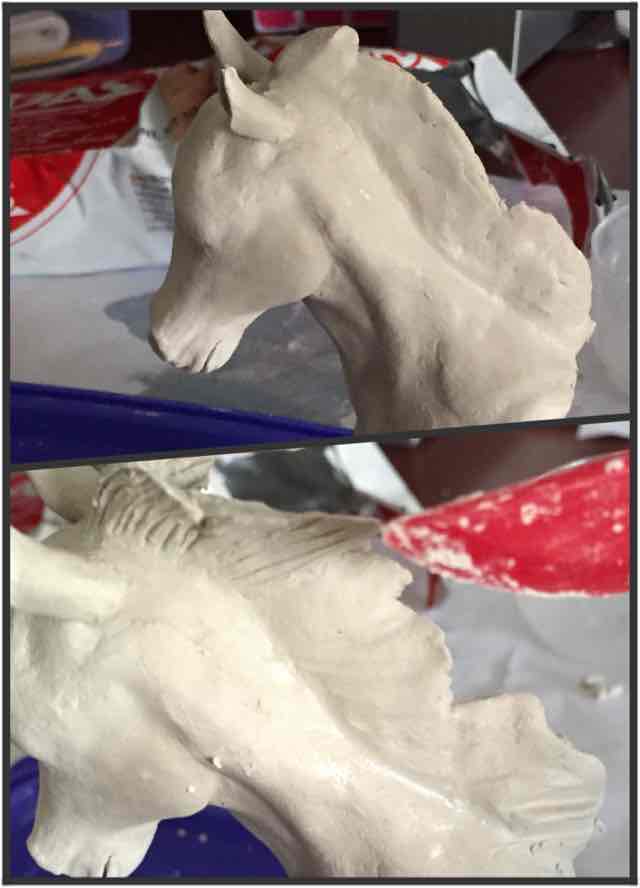 纸粘土雕塑—梦中的独角兽 第5步