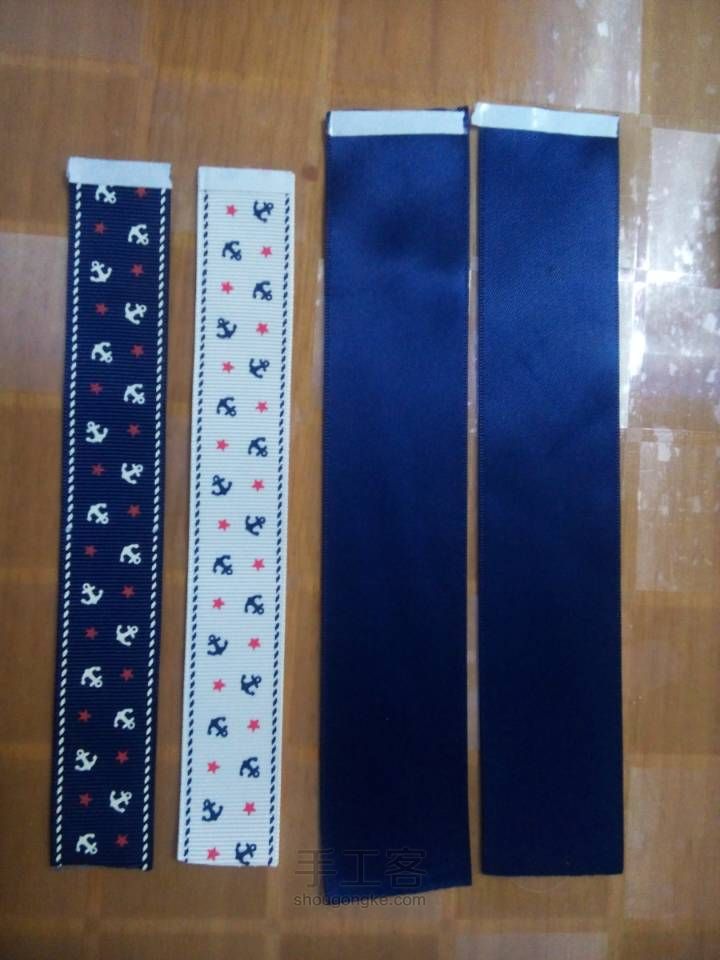 海军风蝴蝶结皮圈 第1步