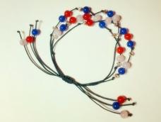 0.8mm手编绳和6mm红、蓝、紫色玛瑙的结合