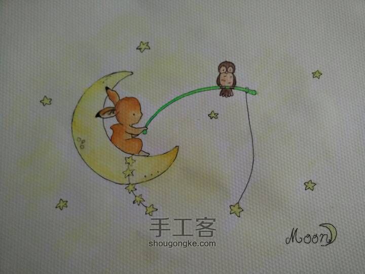 [固体水彩]小兔月亮🌙 第4步