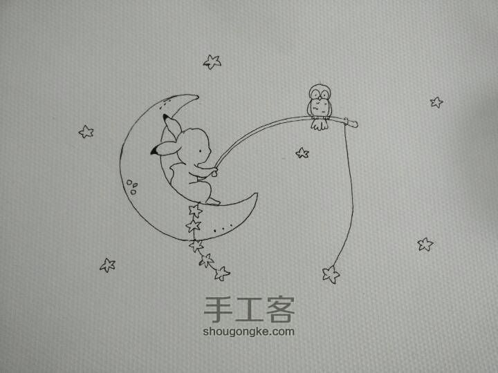 [固体水彩]小兔月亮🌙 第2步