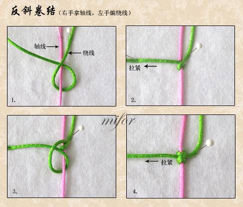 编绳 简单美丽的斜卷结宽手镯 第4步