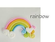 粘土彩虹，可以做门牌，胸针，发卡，很萌的～