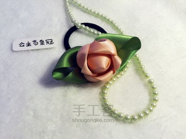 【材料/成品可购】经典绸缎玫瑰花苞发绳教程 第23步