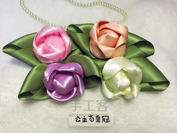 【材料/成品可购】经典绸缎玫瑰花苞发绳教程 第25步