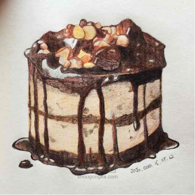 耐心就可以画好的巧克力杏仁蛋糕 第1步