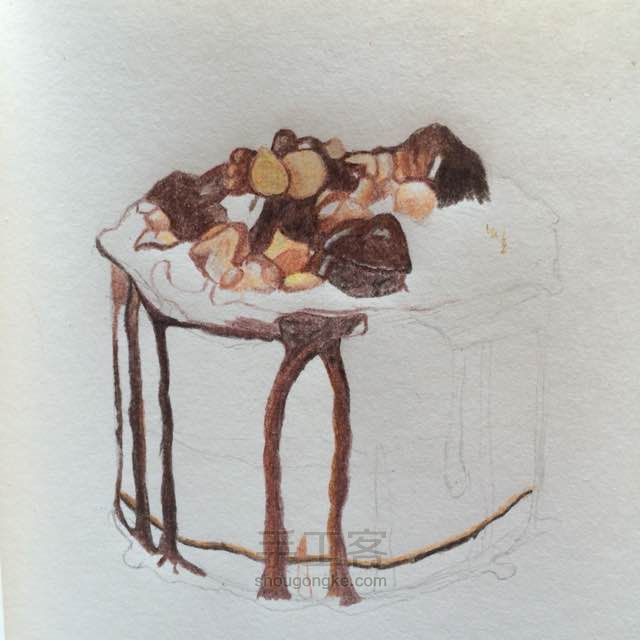 耐心就可以画好的巧克力杏仁蛋糕 第3步