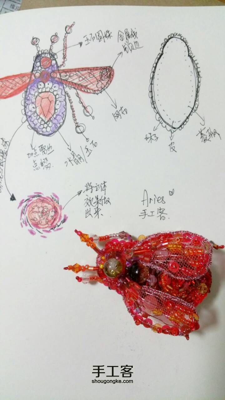 珠光宝气的昆虫胸针~小金小红 第20步