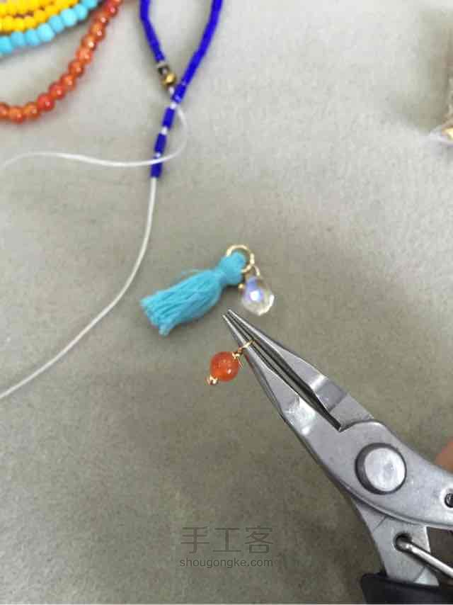 波西米亚风情手链项链两用款DIY教程 第6步