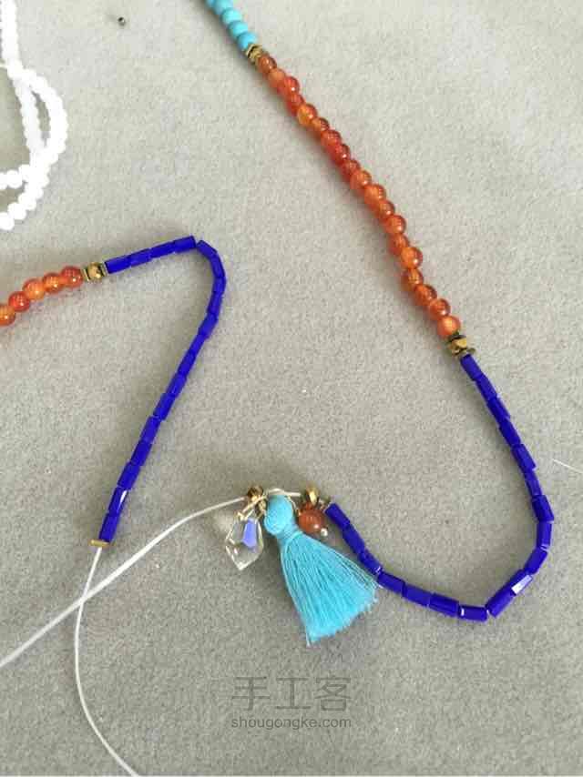 波西米亚风情手链项链两用款DIY教程 第7步