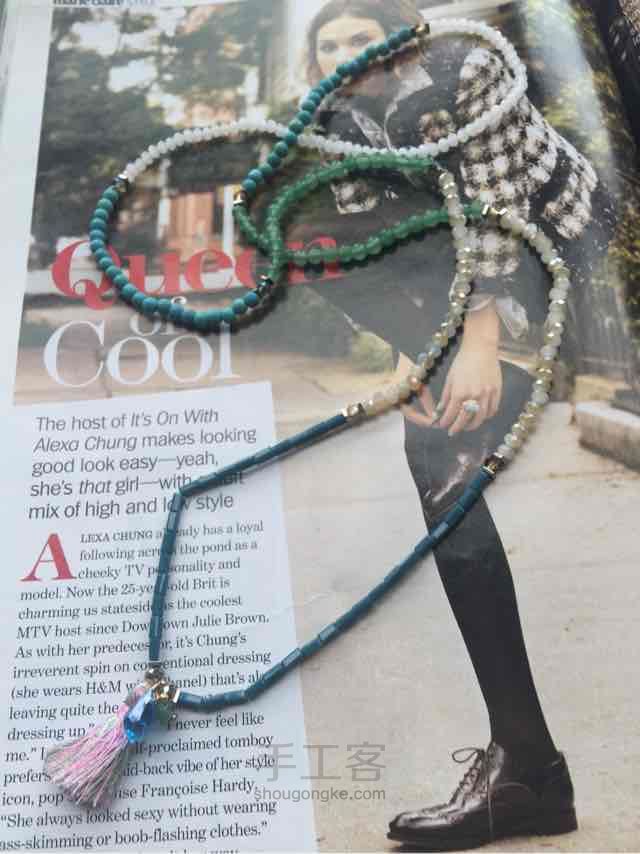 波西米亚风情手链项链两用款DIY教程 第12步