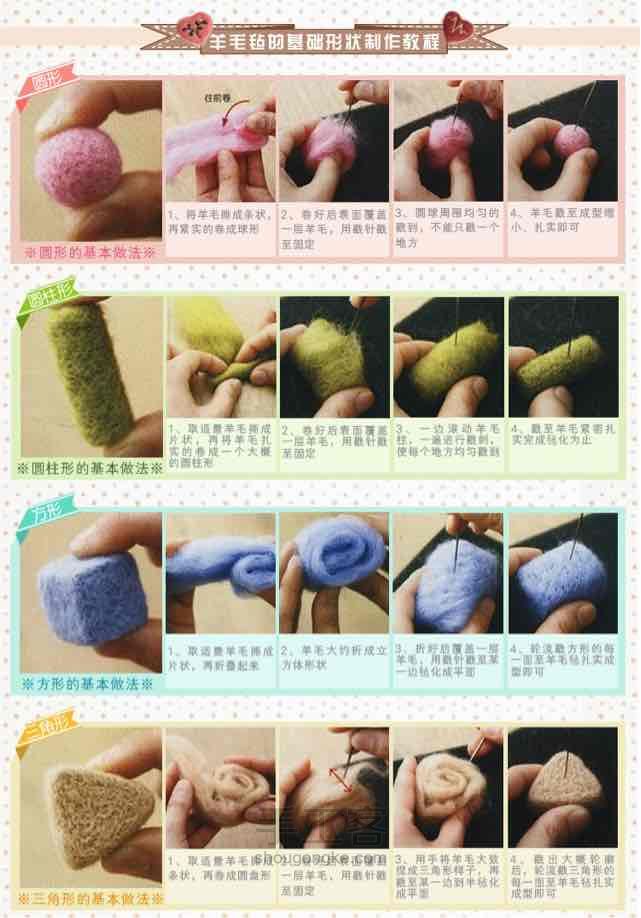 羊毛毡kt猫kitty制作教程基础教程 第1步