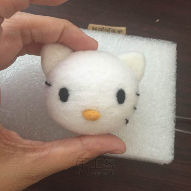 羊毛毡kt猫kitty制作教程基础教程 第7步