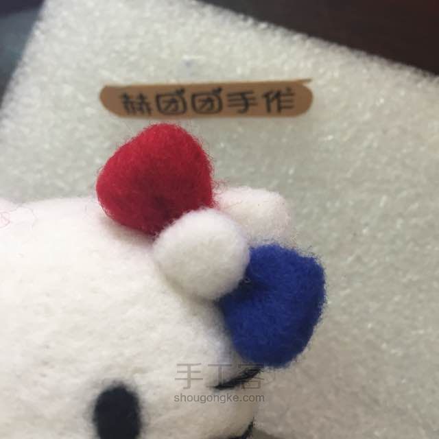 羊毛毡kt猫kitty制作教程基础教程 第16步
