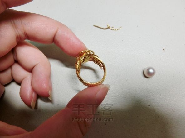 一个有瑕疵的戒指（珍珠缠绕戒指） 第14步