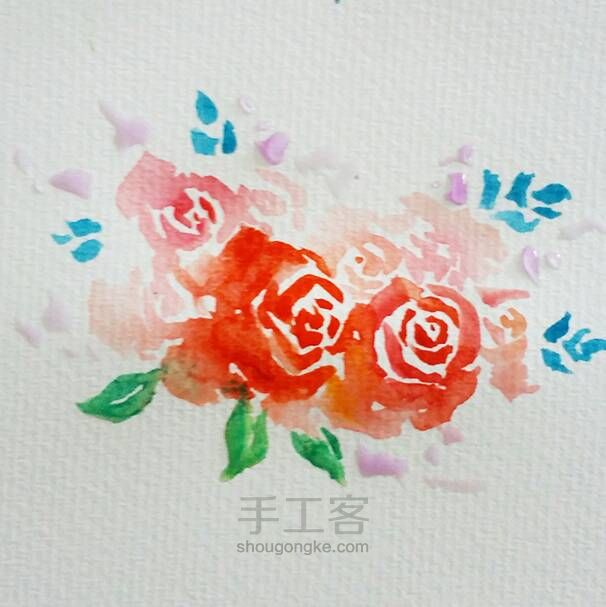 水彩玫瑰插画——那些独立的小清新 第6步