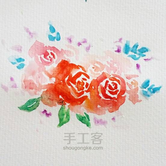 水彩玫瑰插画——那些独立的小清新 第7步