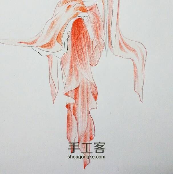 彩铅绘——十里桃花三生红 第12步