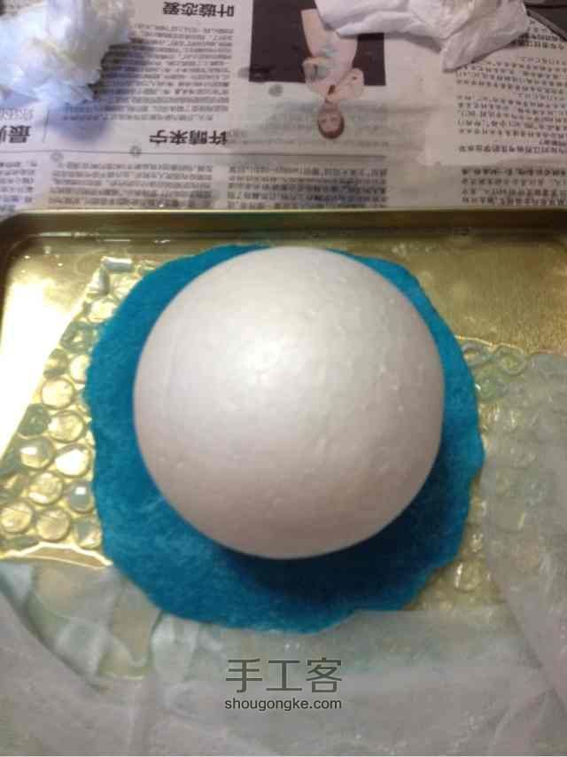 羊毛毡--蓝色清新小花口金包 第12步