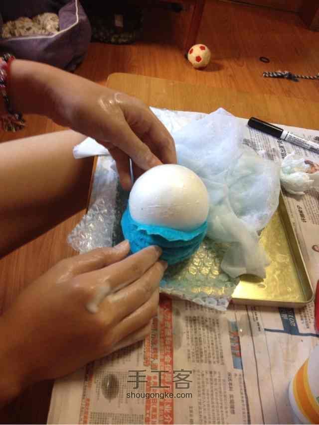 羊毛毡--蓝色清新小花口金包 第18步