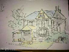 用最简单的马克笔画的豪放派房子，用铅笔稍微涂一下色，不涂也很好看哦。