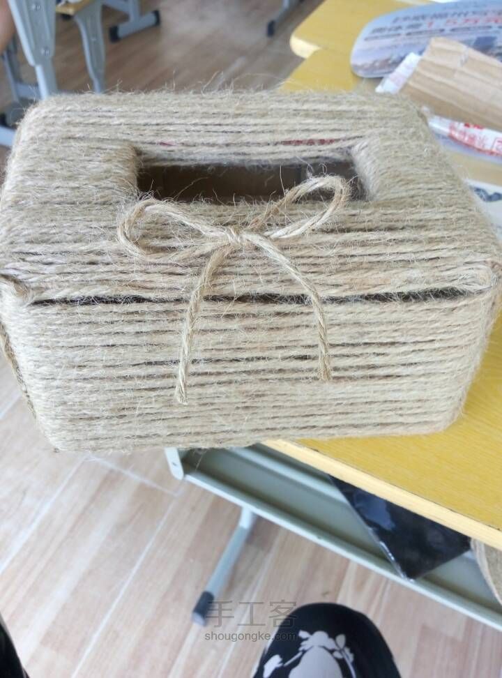 自制麻绳复古纸巾盒 第9步