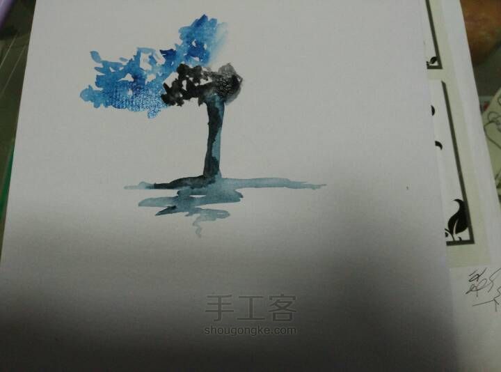 零基础超美水彩彩虹树 第6步