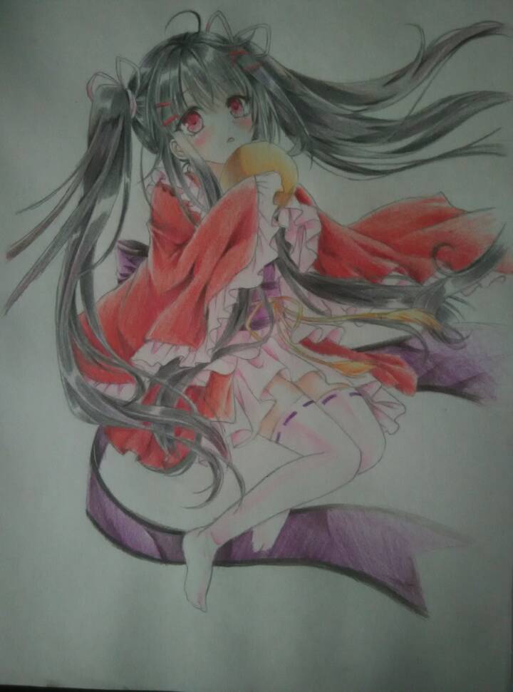 彩铅动漫少女 第5步