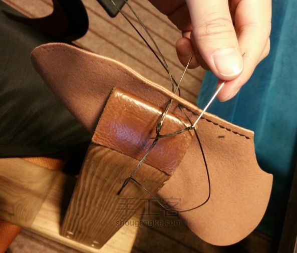 手工教程，一片式手工拖鞋，简单易学，实用的小产品 第4步