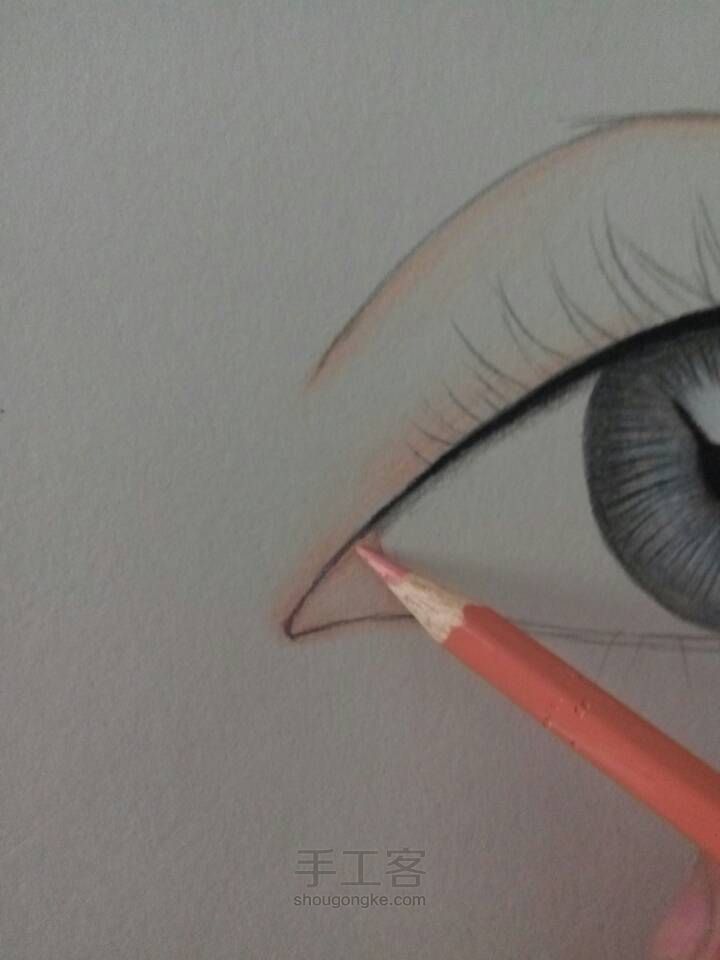 纹绣眼睛眉毛绘画教程彩铅简单版 第3步