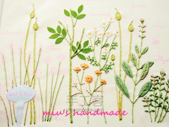 刺绣~玫瑰草本植物花园（材料包成品可购） 第22步
