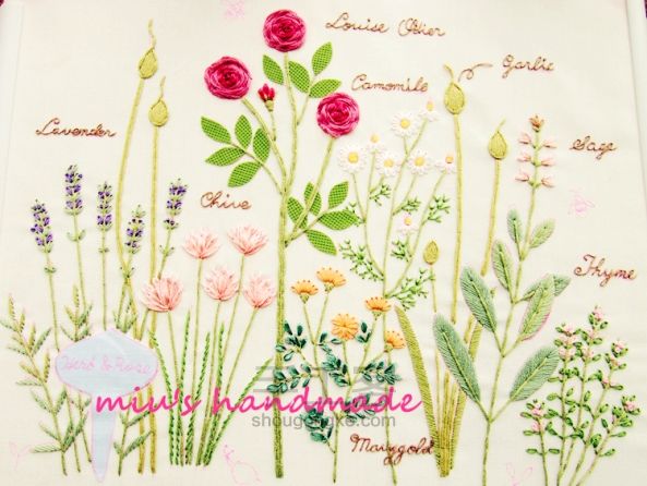 刺绣~玫瑰草本植物花园（材料包成品可购） 第36步