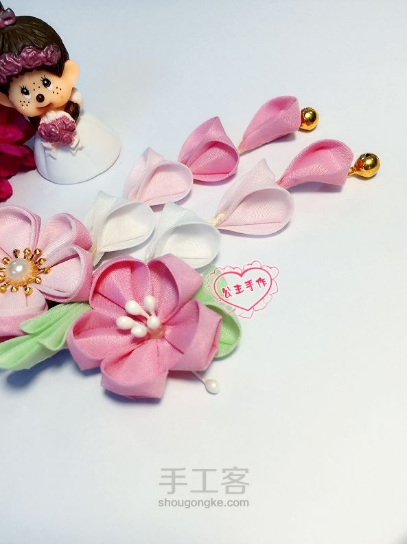 【公主手作】DIY细工樱花和风发饰教程【材料/成品可购】 第40步