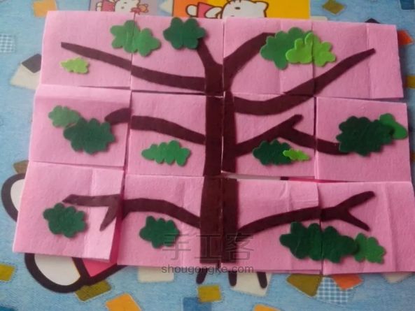 不织布DIY英文字母+数字+拼图树上小鸟(学习数学) 第11步
