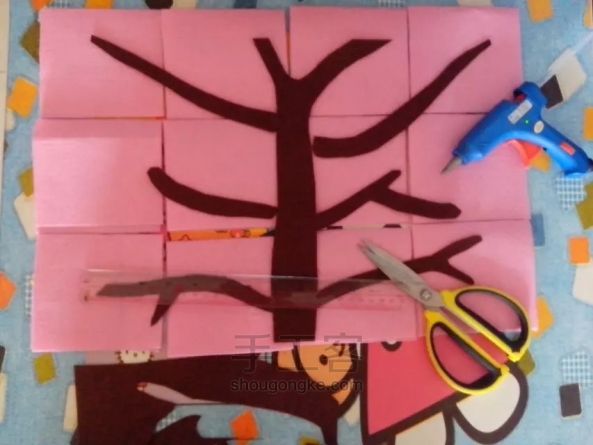 不织布DIY英文字母+数字+拼图树上小鸟(学习数学) 第10步