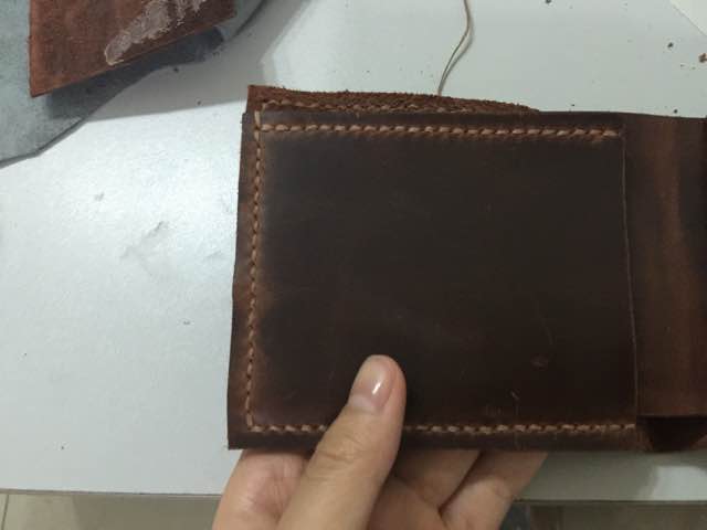 横款钱包，第一次做皮革 第10步