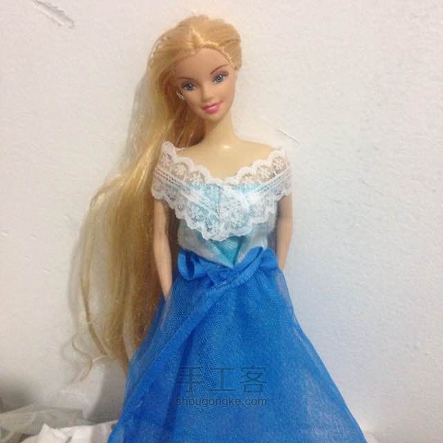 芭比娃娃改造海蓝纱裙教程 第30步