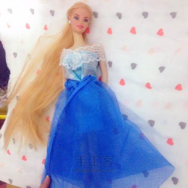 芭比娃娃改造海蓝纱裙教程 第33步