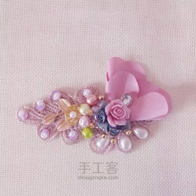 高档华丽陶瓷花金丝片发夹 第23步