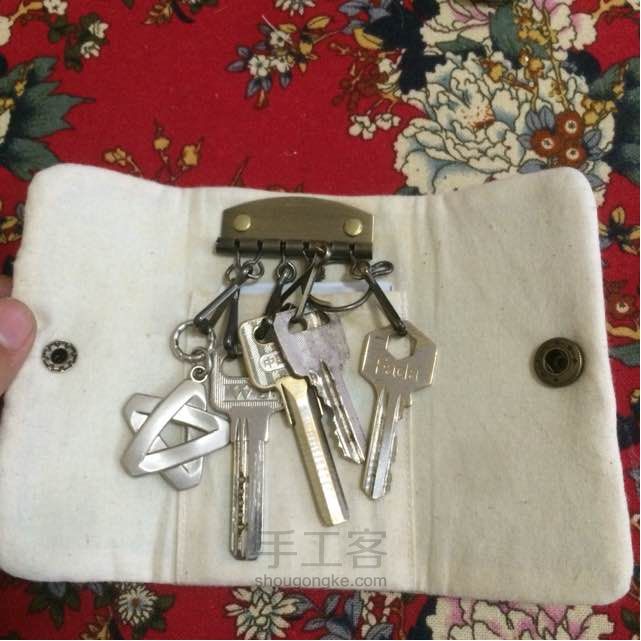 钥匙包🔑（门禁卡）麻布碎花手工布艺收纳 第20步