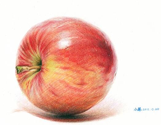 彩铅苹果手绘教程 第13步