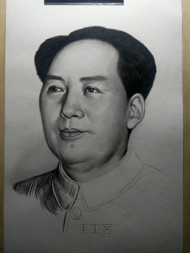 画了一张毛泽东毛爷爷的肖像 第4步