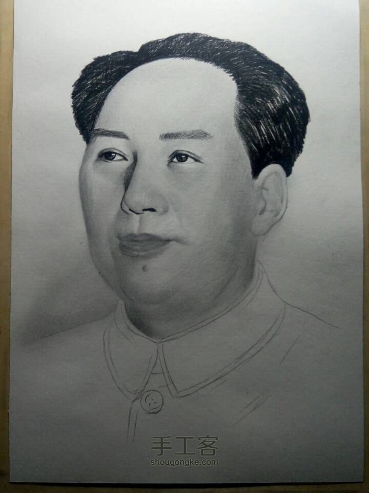 画了一张毛泽东毛爷爷的肖像 第3步